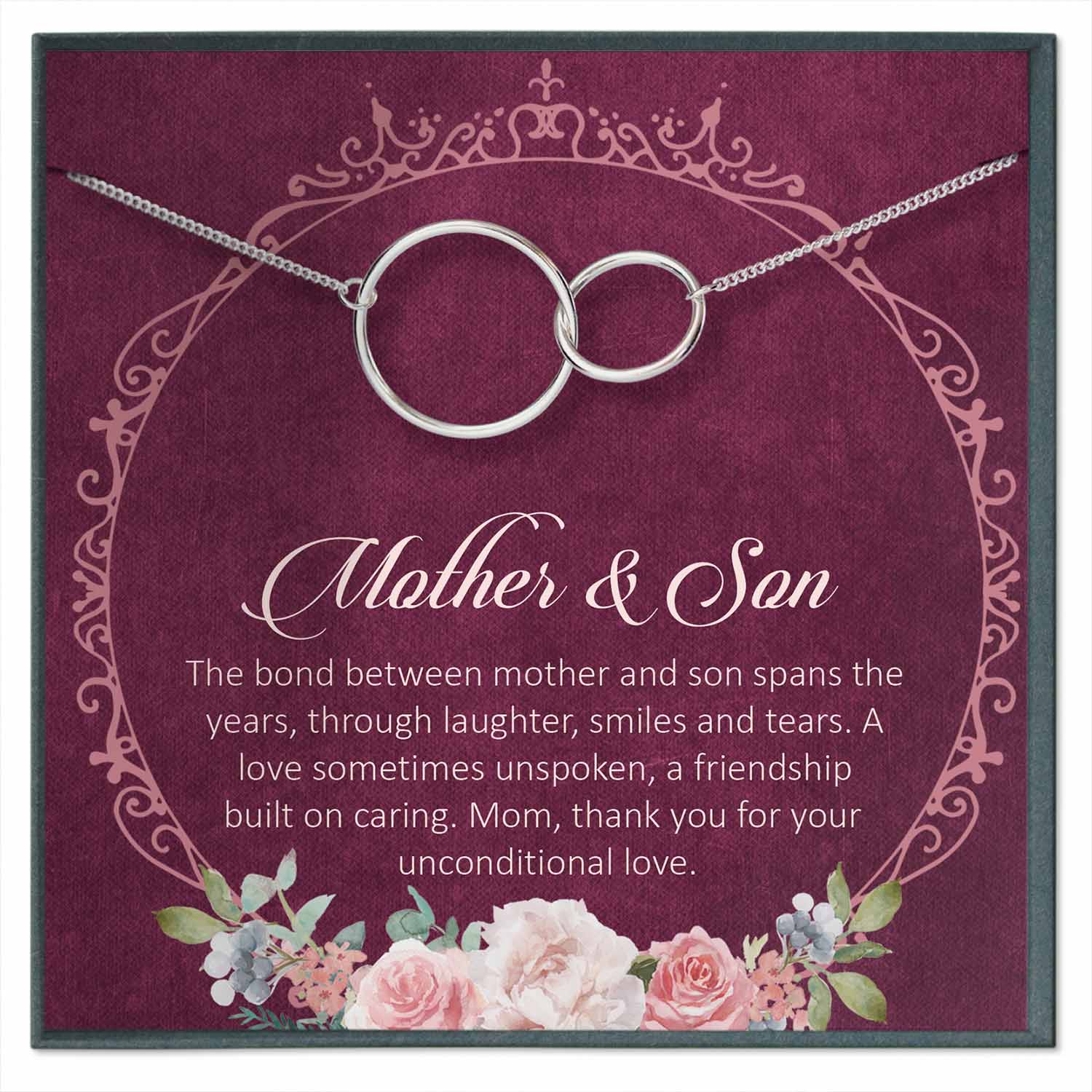 Rose Gold Vermeil Circle Link Quote Necklace - The Love Between A Mother &  Son Is Forever - The Perfect Keepsake Gift